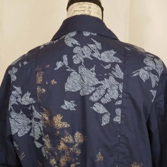 Coldwater Creek | Blue Floral Shirred Open Front Jacket | Size 14 - Picture 6 of 9